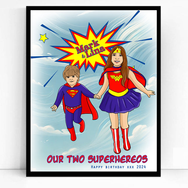 The Ultimate Hero Family Portrait CartoonMeNow Hand Drawn Caricature