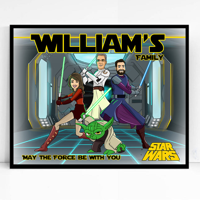 Two Forces Collide Star Wars CartoonMeNow Caricature Portrait Engagment Gift