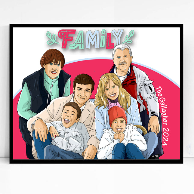 Home is Where the Art Is CartoonMeNow Hand Drawn Caricature Family Portrait