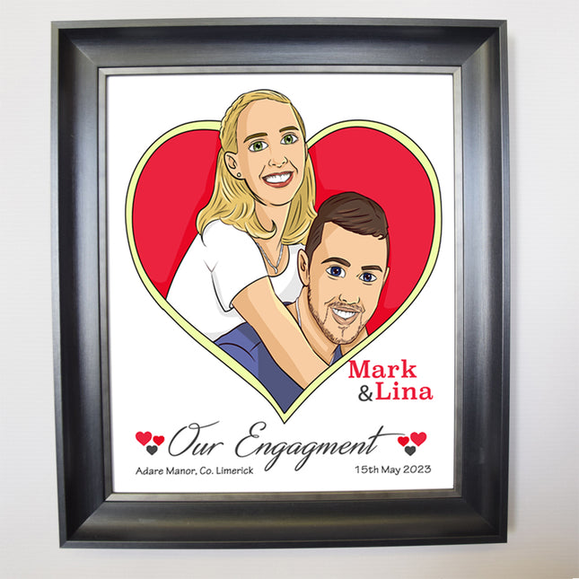 Half Body CartoonMeNow Hand Drawn Caricature Portrait Engagement Gift