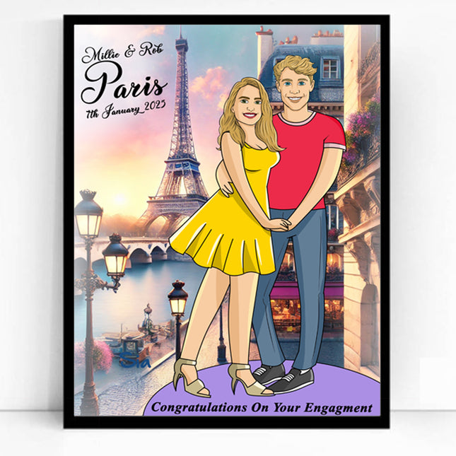 Our Engagement Full Body CartoonMeNow Hand Drawn Caricature Engagement Gift