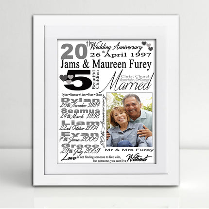 20th Wedding Anniversary Sentiment Frame