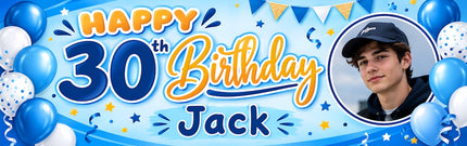 Blue & Yellow Personalised Birthday Banner