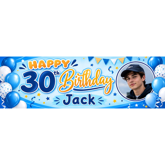 Blue & Yellow Personalised Birthday Banner