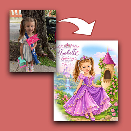 Once Upon A Princess CartoonMeNow Hand Drawn Caricature Portrait