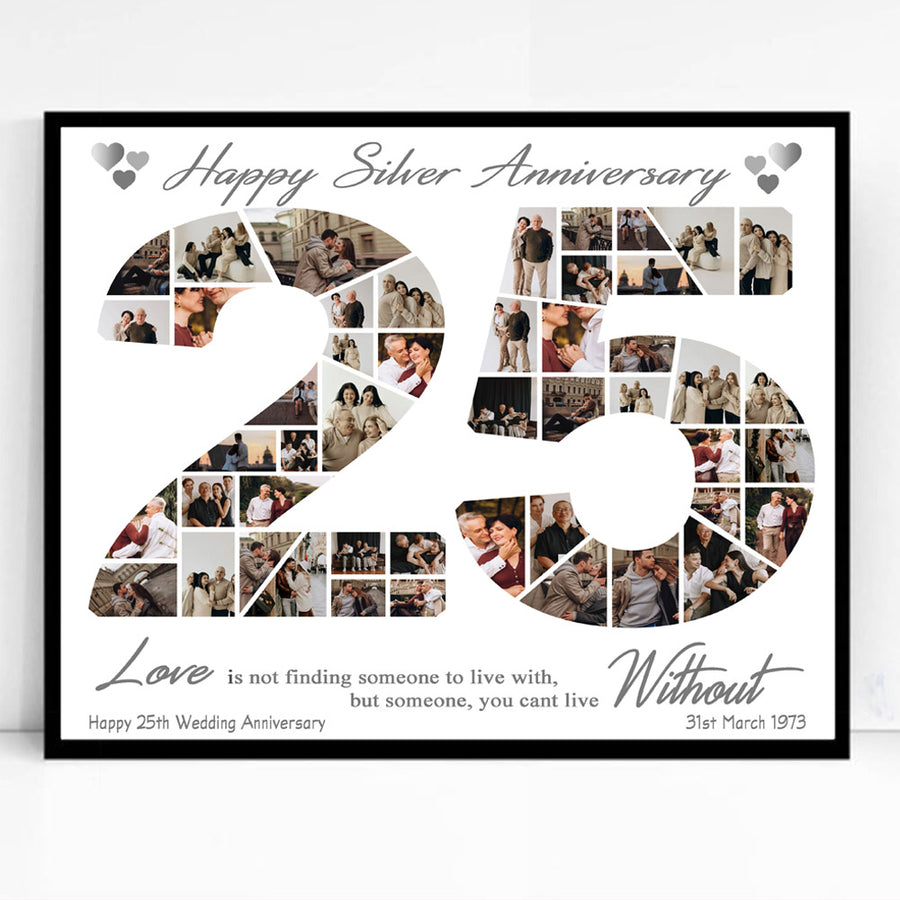 Wedding Anniversary Number  Framed Phoot Collage  (Any Year)