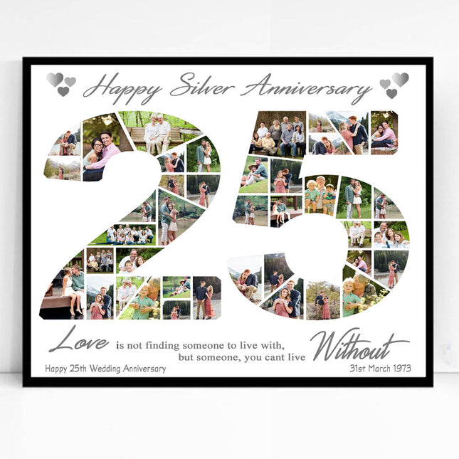 Wedding Anniversary Number  Framed Phoot Collage  (Any Year)