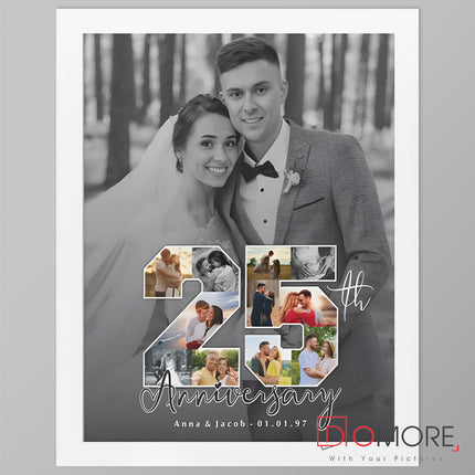 25th Silver Wedding Anniversary Numbered Framed Photo Collage
