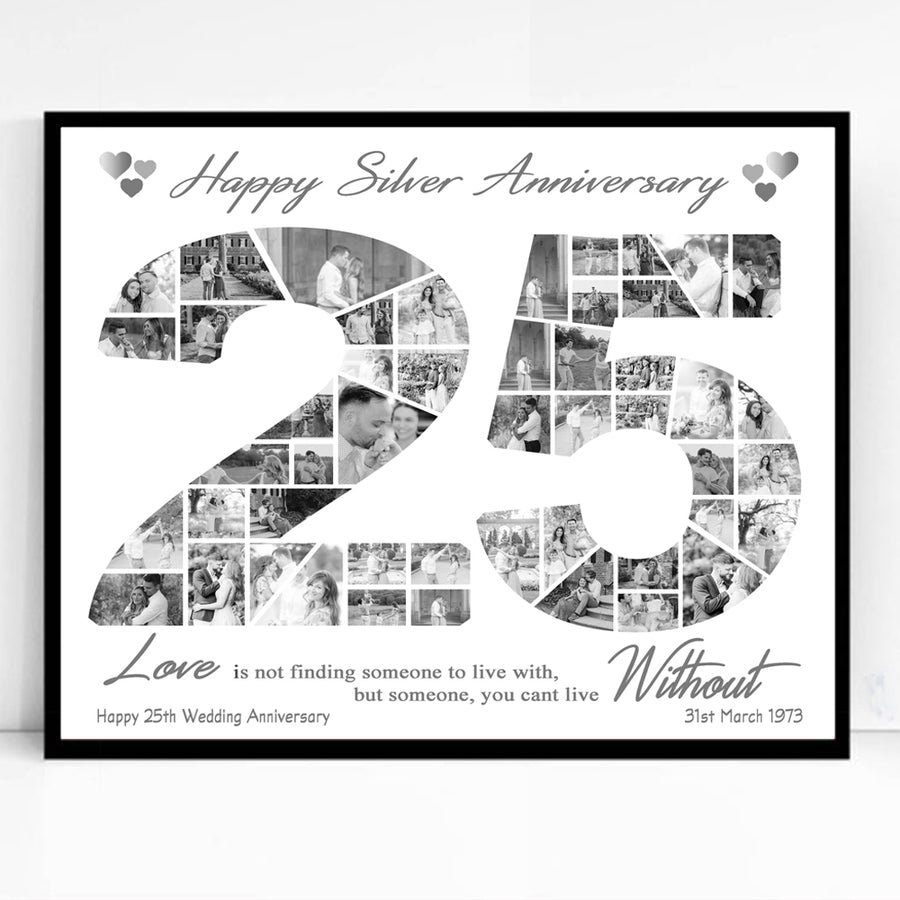 Wedding Anniversary Number  Framed Phoot Collage  (Any Year)