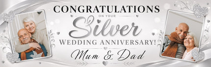 25th Silver Anniversary Personalised Photo Banner