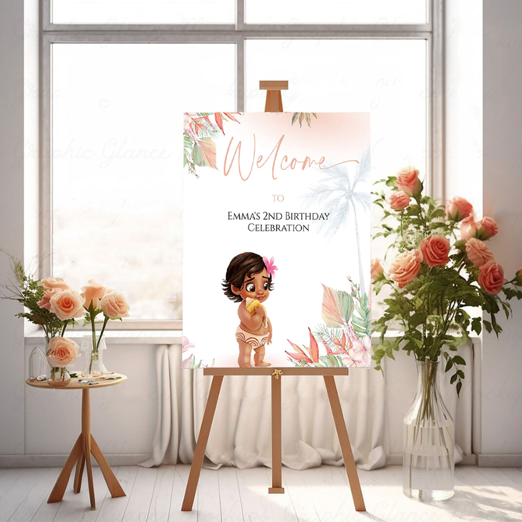 Baby Moana Personalised Welcome Board