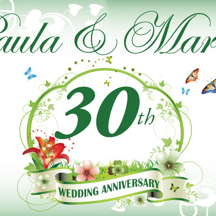 30th Pearl Anniversary Personalised Photo Banner