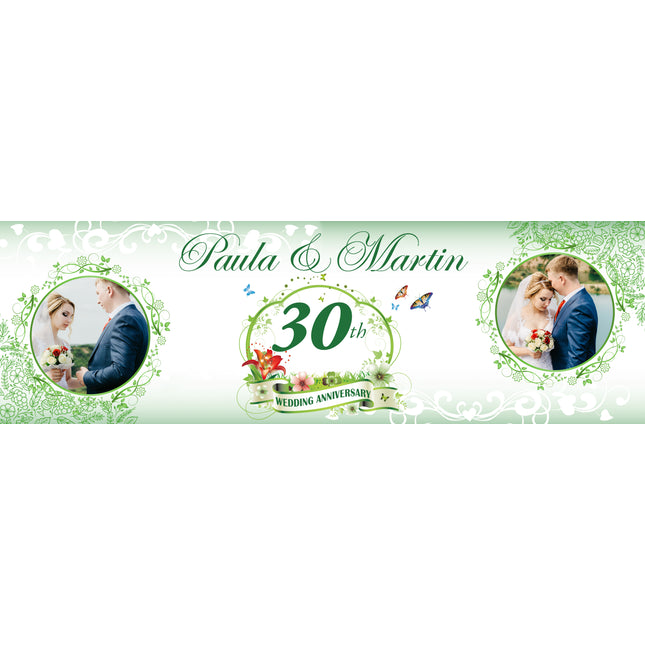 30th Pearl Anniversary Personalised Photo Banner