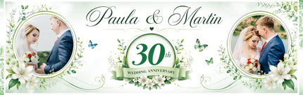 30th Pearl Anniversary Personalised Photo Banner