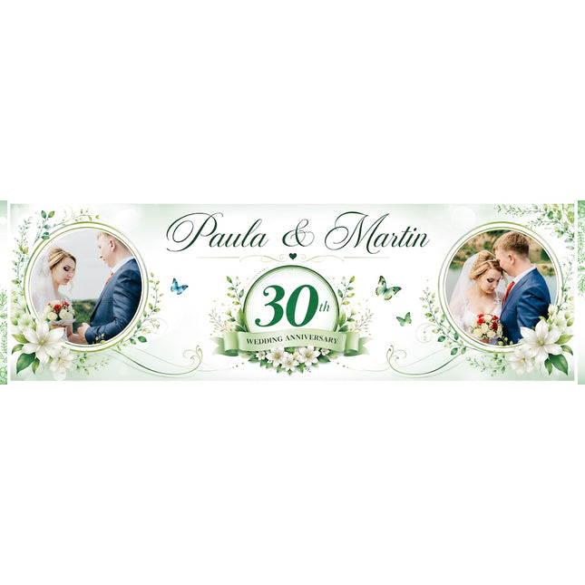 30th Pearl Anniversary Personalised Photo Banner
