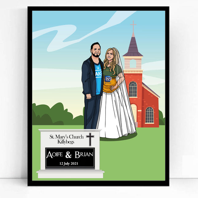 Our Wedding Day Full Body CartoonMeNow Hand Drawn Caricature Portrait Wedding Gift