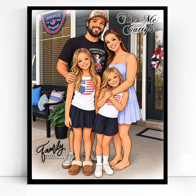 Home is Where the Art Is CartoonMeNow Hand Drawn Caricature Family Portrait