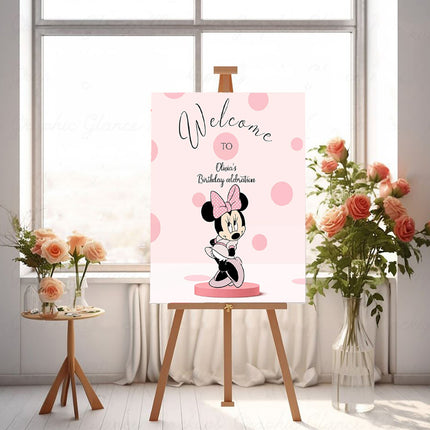 Polka Dot Minnie Mouse Personalised Welcome Board