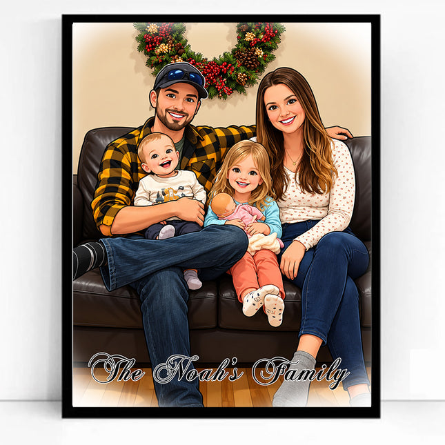 Home is Where the Art Is CartoonMeNow Hand Drawn Caricature Family Portrait