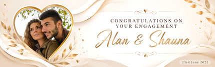 Golden Engagement Party Personalised Photo Banner
