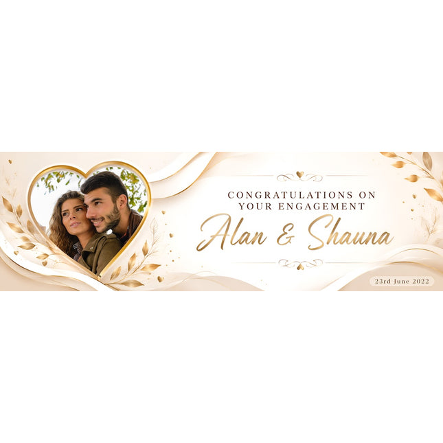 Golden Engagement Party Personalised Photo Banner