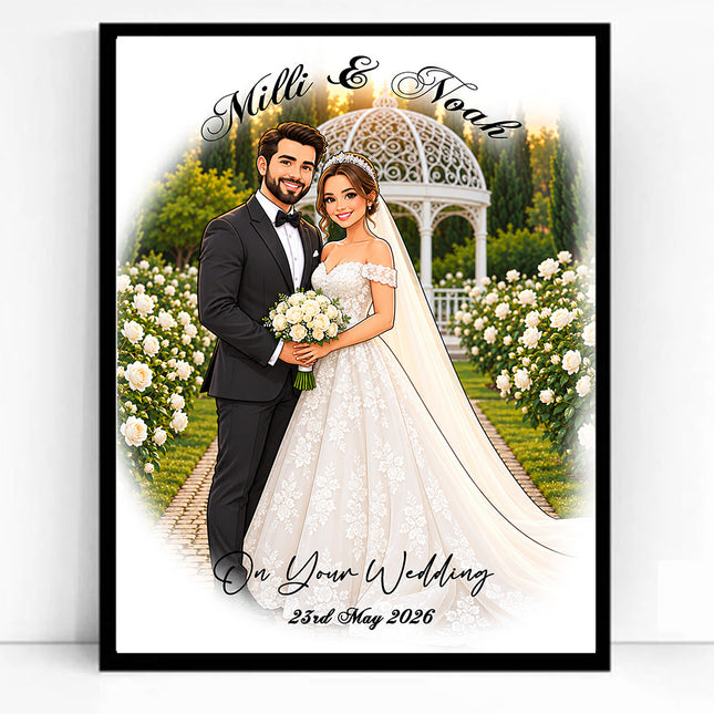 Our Wedding Day Full Body CartoonMeNow Hand Drawn Caricature Portrait Wedding Gift