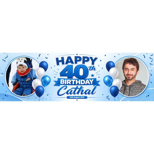Its A Blue Personalised Birthday photo Banner