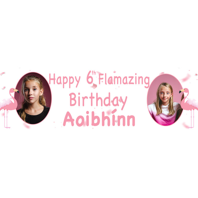 Flamingo Fun Birthday Bash Personalised Photo Banner