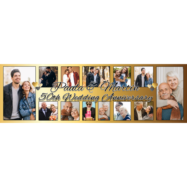 50th Your Wedding In Pictures Personalised Anniversary Photo Banner