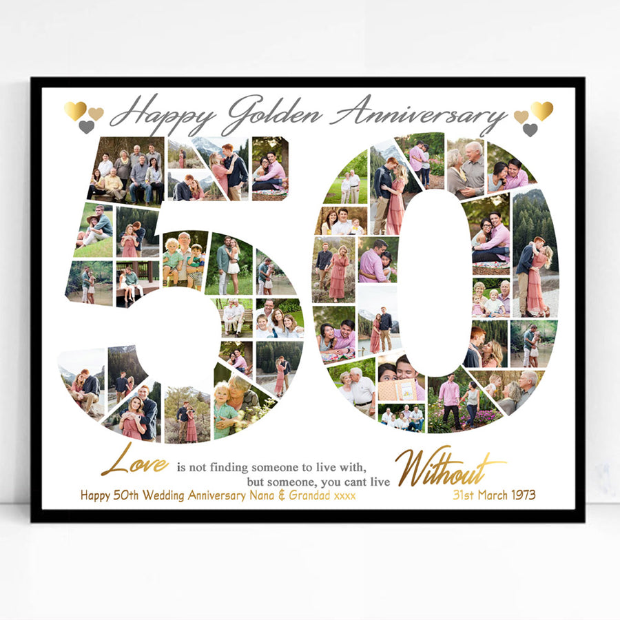 50th Wedding Anniversary Photo Collage Framed ( Can Be Done For Any Year)