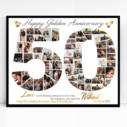 50th Wedding Anniversary Photo Collage Framed ( Can Be Done For Any Year)