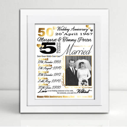 50th Golden Wedding Anniversary Sentiment