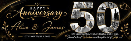 50th Photo Collage Wedding Anniversary Party Personalised Banner