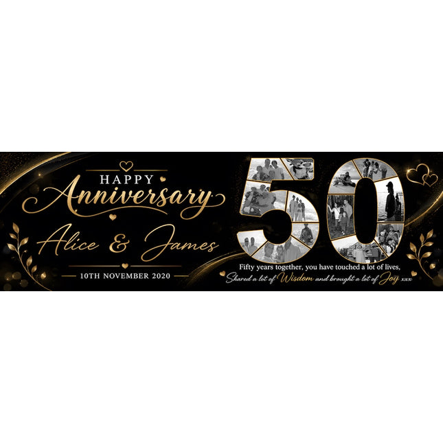 50th Photo Collage Wedding Anniversary Party Personalised Banner