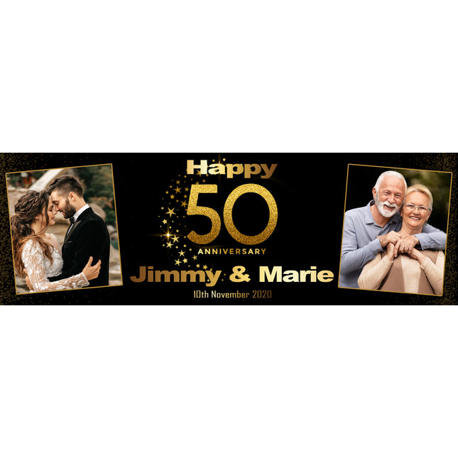 50th Golden Wedding Anniversary Personalised Party Banner