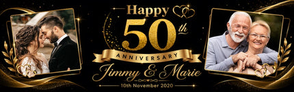 50th Golden Wedding Anniversary Personalised Party Banner