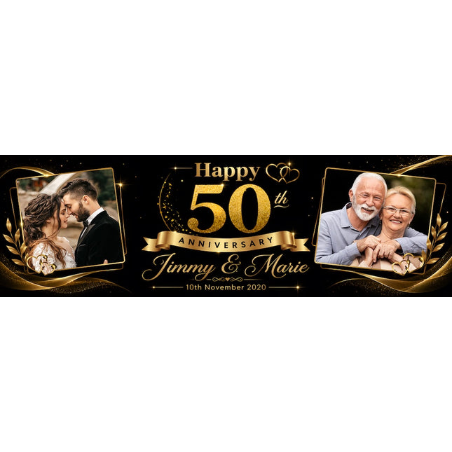 50th Golden Wedding Anniversary Personalised Party Banner
