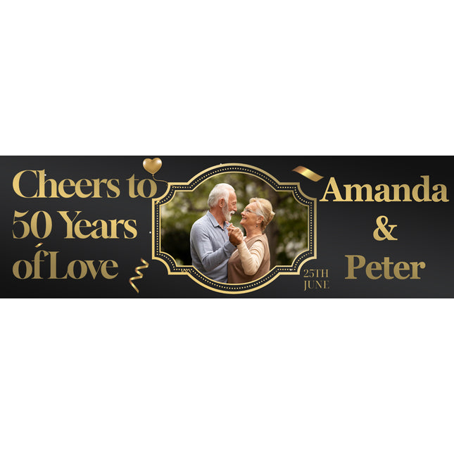 Celebrating '50 Years of Love' Golden Anniversary Personalised Photo Banner