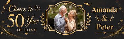 Celebrating '50 Years of Love' Golden Anniversary Personalised Photo Banner