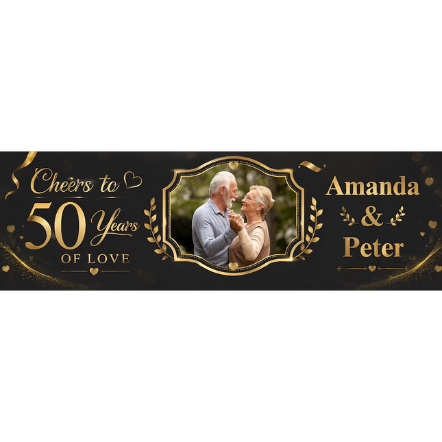 Celebrating '50 Years of Love' Golden Anniversary Personalised Photo Banner
