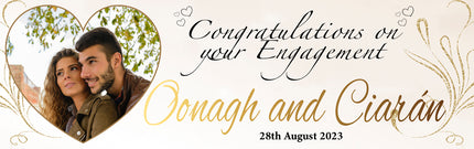 Golden Engagement Party Personalised Photo Banner