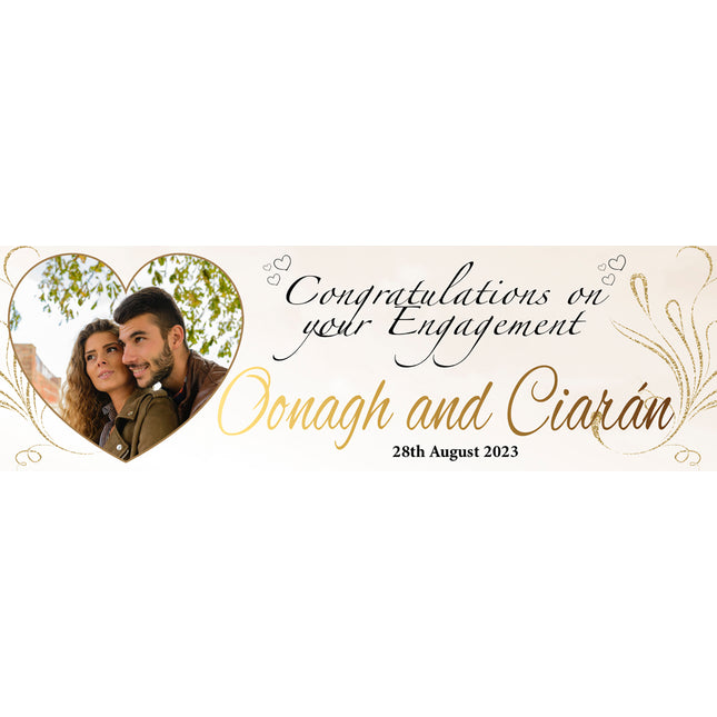 Golden Engagement Party Personalised Photo Banner