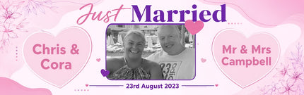Just Married Love Hearts Personalised Photo Banner