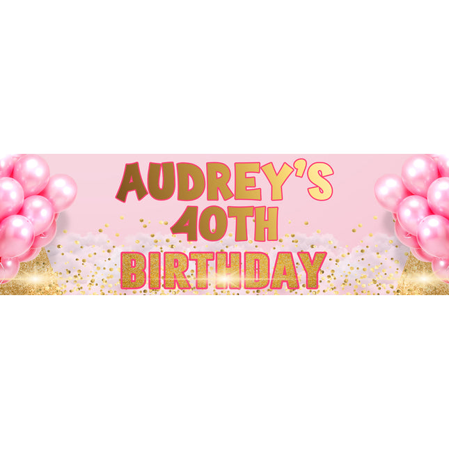 Pink & Gold Glamourous Personalised Birthday Banner