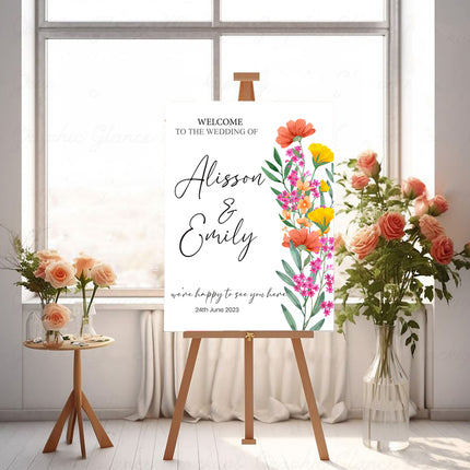 Floral Summer-Time Personalised Welcome Board