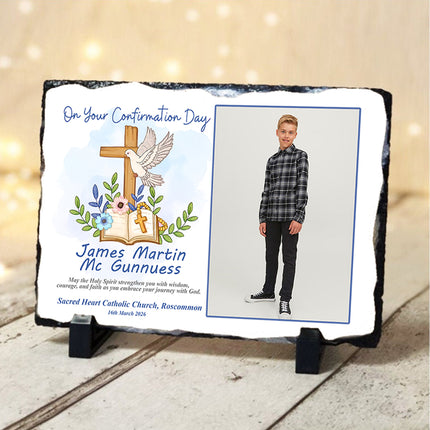 Sacred Confirmation Memories Slate Personalised Photo Gift