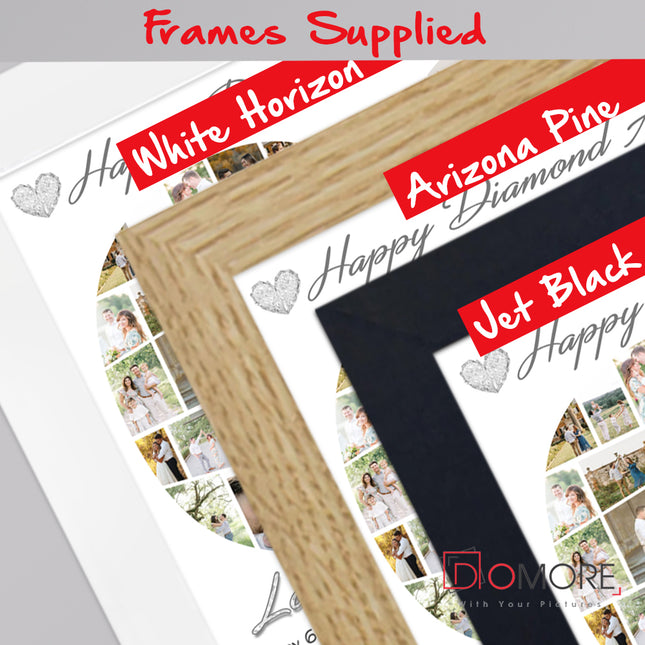 60th Wedding Anniversary Photo Collage Framed Diamond Anniversary Gift