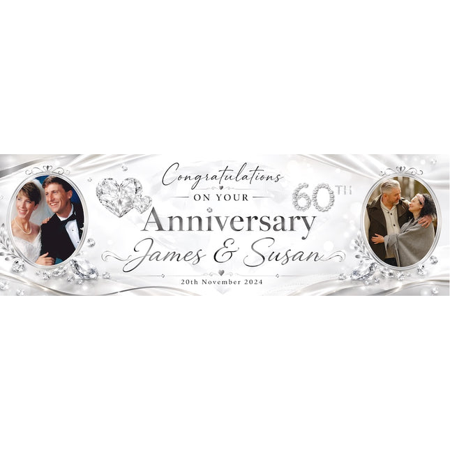 60th Diamond Wedding Anniversary Personalised Party Banner