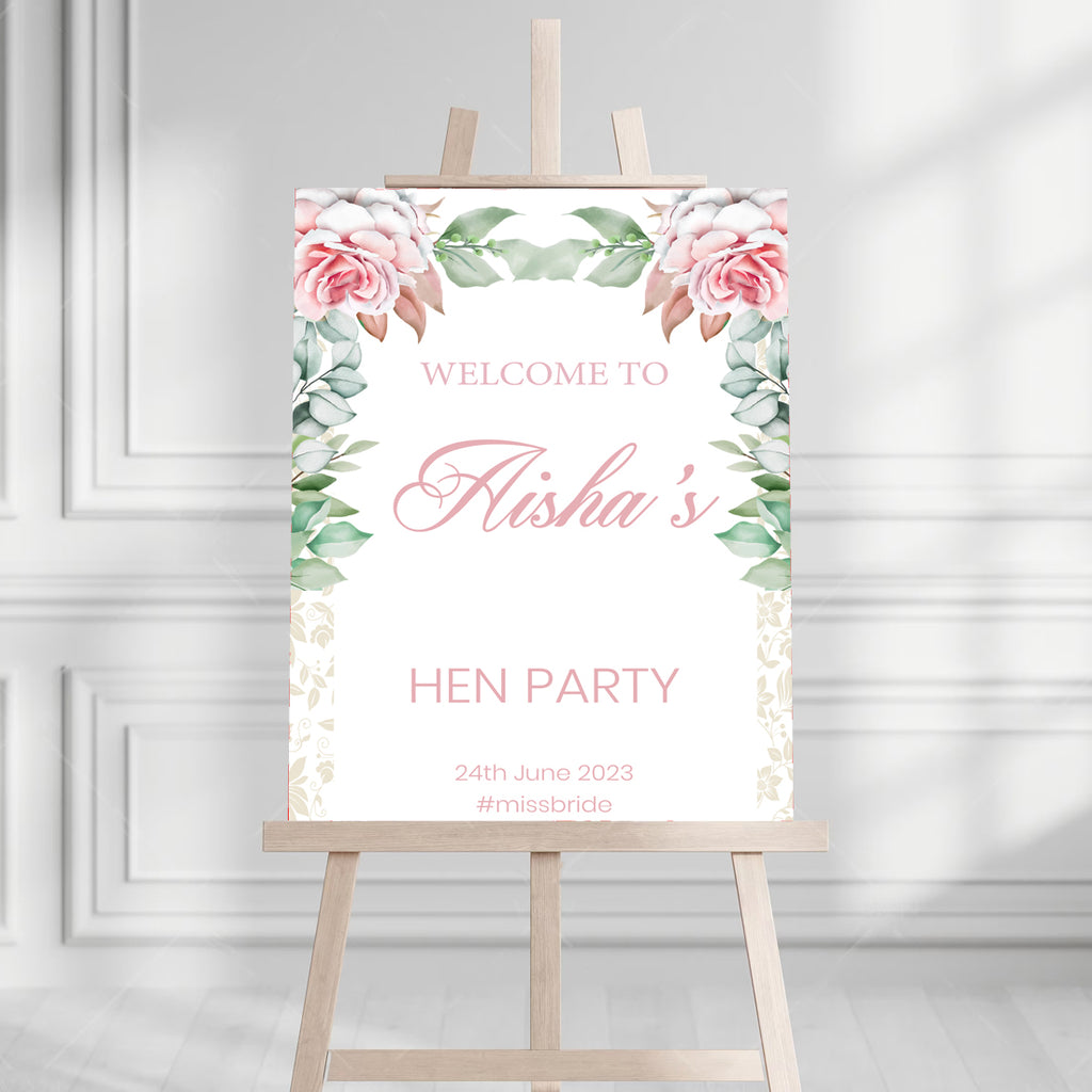 Pink Rose Floral Personalised Welcome Board