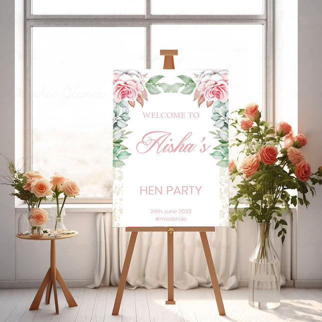 Pink Rose Floral Personalised Welcome Board
